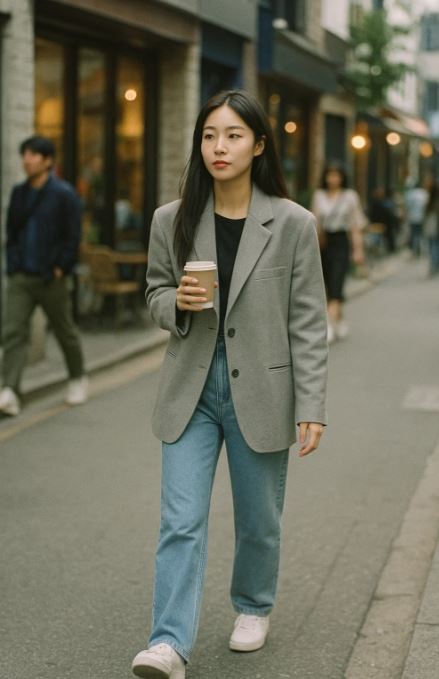 femme avec une tenue Style Boyfriend Coréen photo pinterest