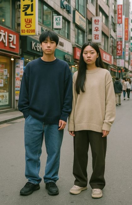 jeunes coréens mode oversize rue de Séoul erreurs de style vêtements trop larges