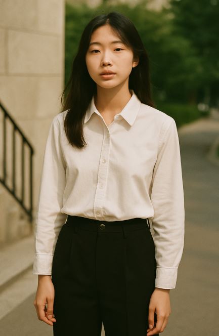photo d'une fille portant une Chemise Blanche Coréenne