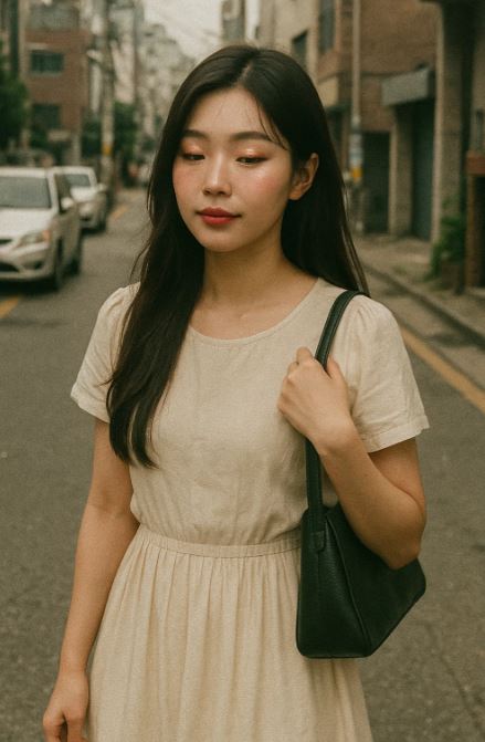 femme chinoise maquillage Douyin dans la rue de Séoul, look naturel tendance beauté asiatiqu