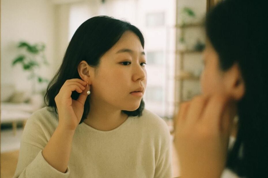 boucles d’oreilles coréennes visage rond
