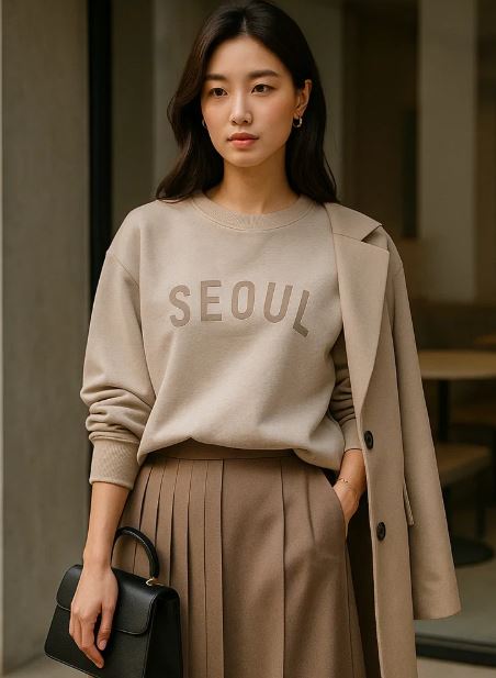 porter un sweat coréen avec une tenue chic photo pinterest