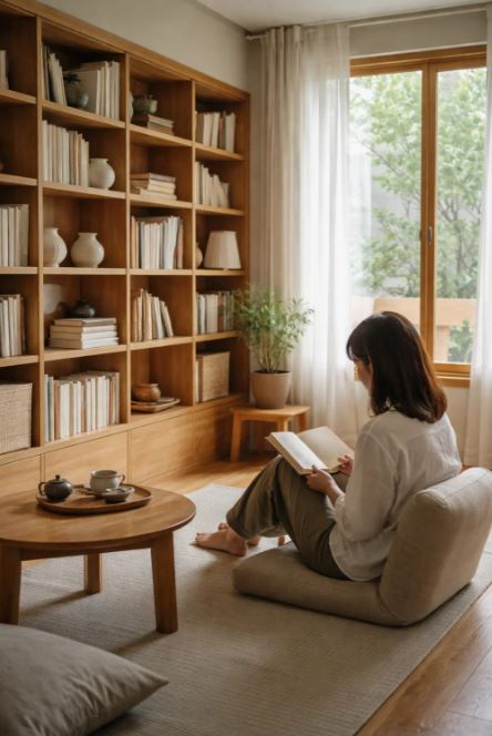 femme lisant dans son coin lecture