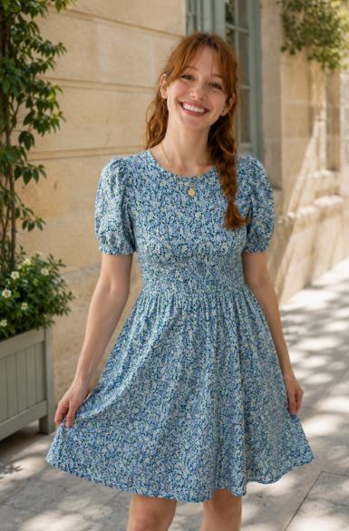 Femme portant une robe midi coréenne élégante
